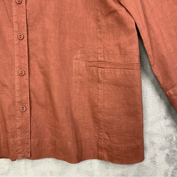 Eileen Fisher Burnt Orange Linen Button Up Top. Women’s Size Medium. - Picture 4 of 7